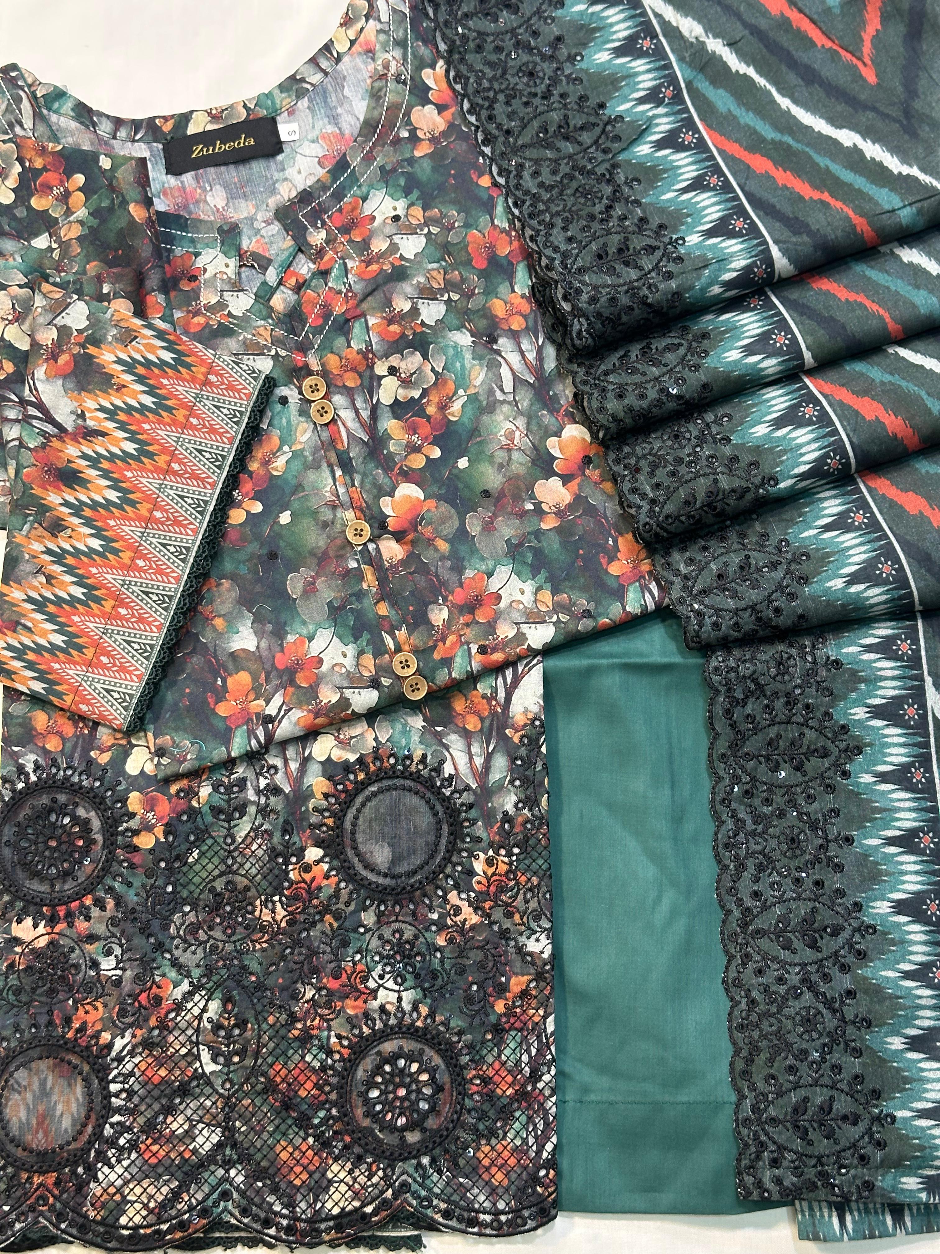 Premium Embroidery Dress with Cutwork Dupatta