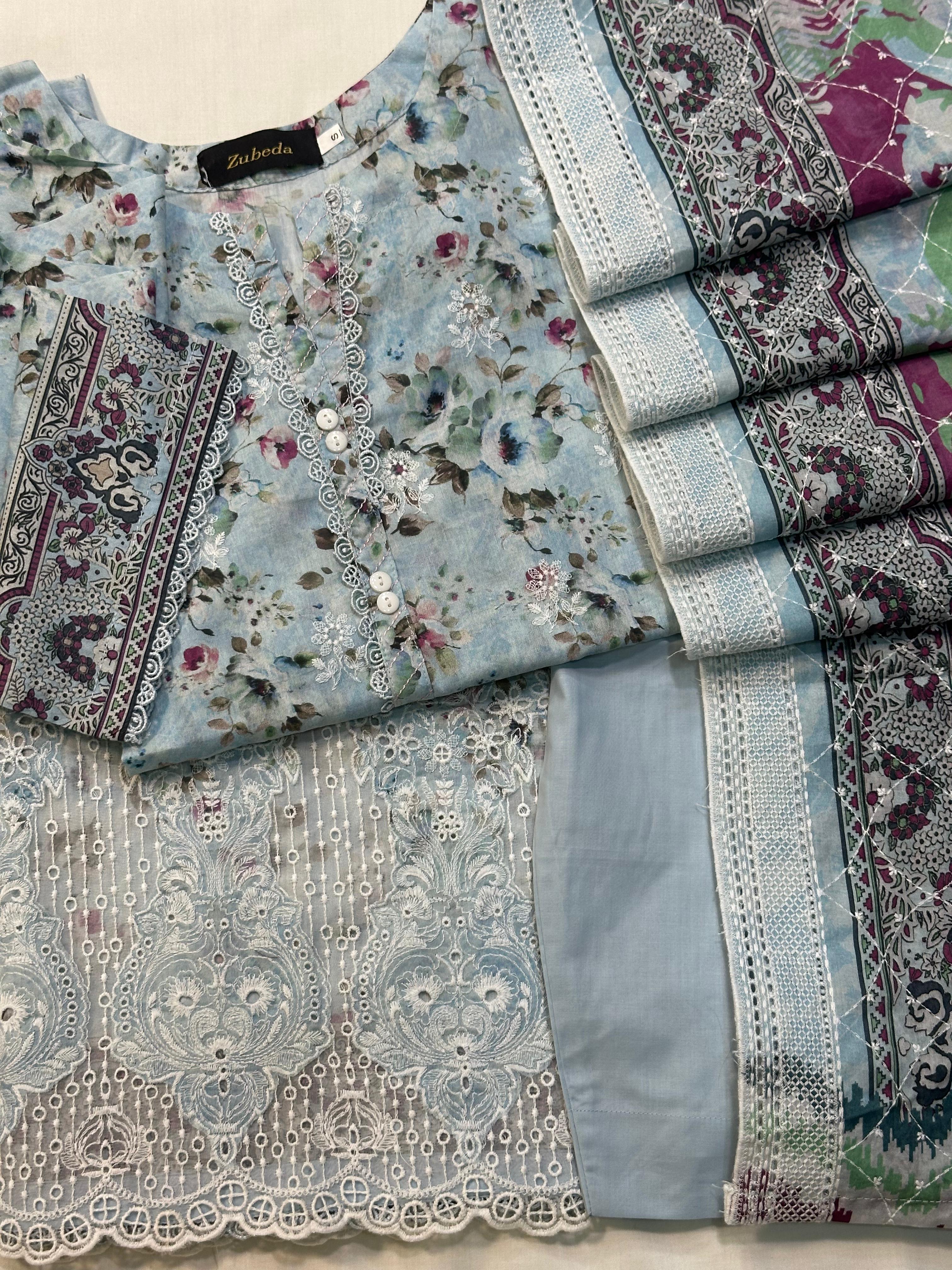 Premium Embroidery Dress with Cutwork Dupatta