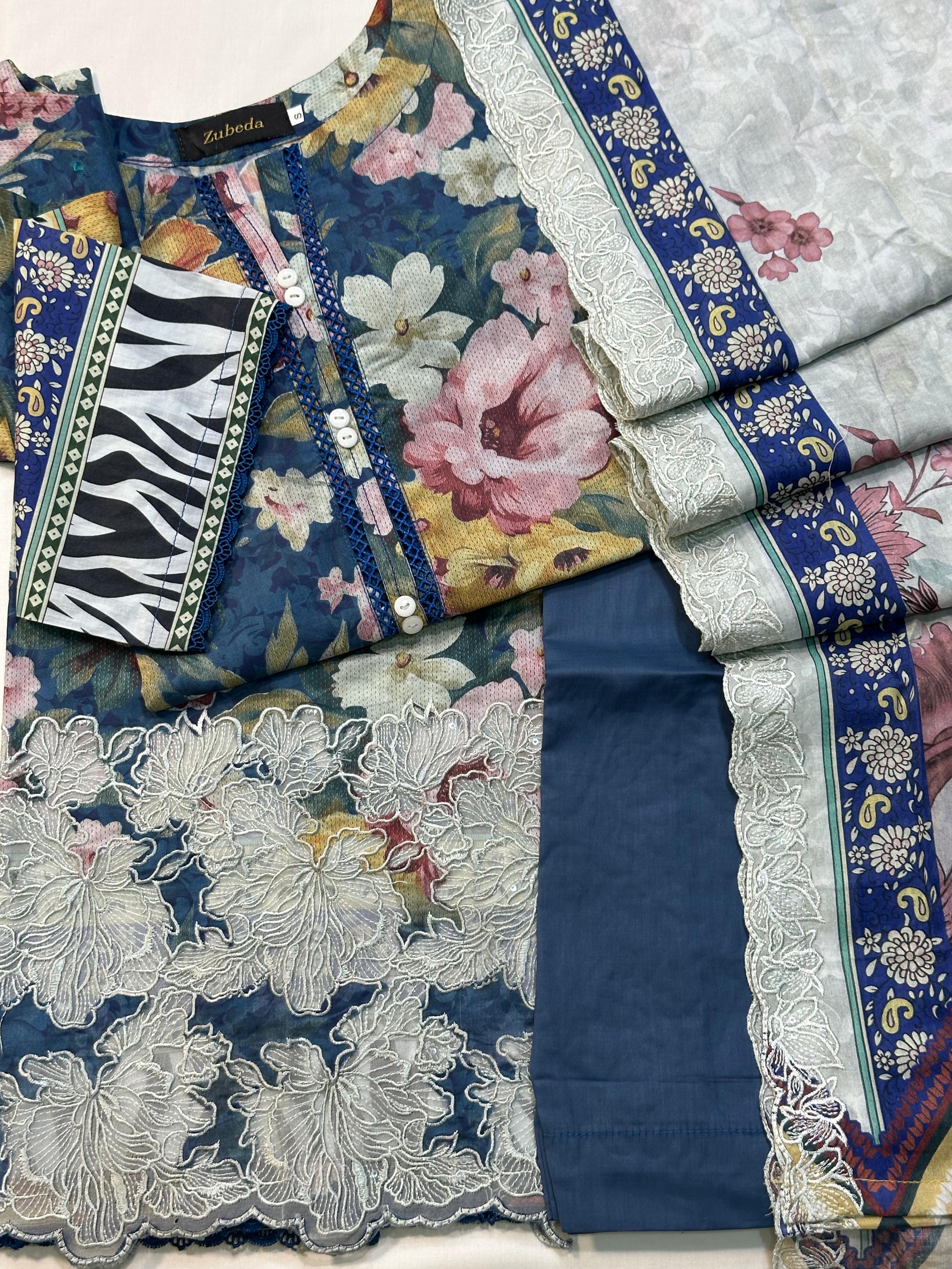 Premium Embroidery Dress with Cutwork Dupatta